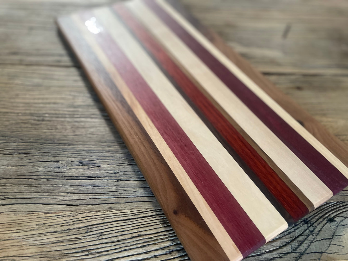 25M011 - Mixed Black Walnut, Padauk, Maple & Purpleheart Board