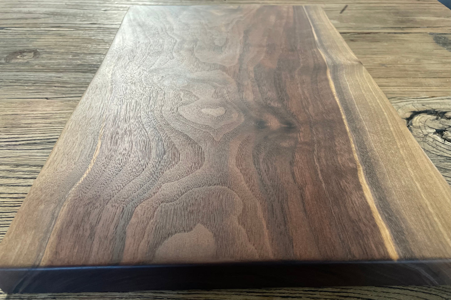 25L029 - Dual Live Edge Smooth Rectangular Shaped Walnut Board