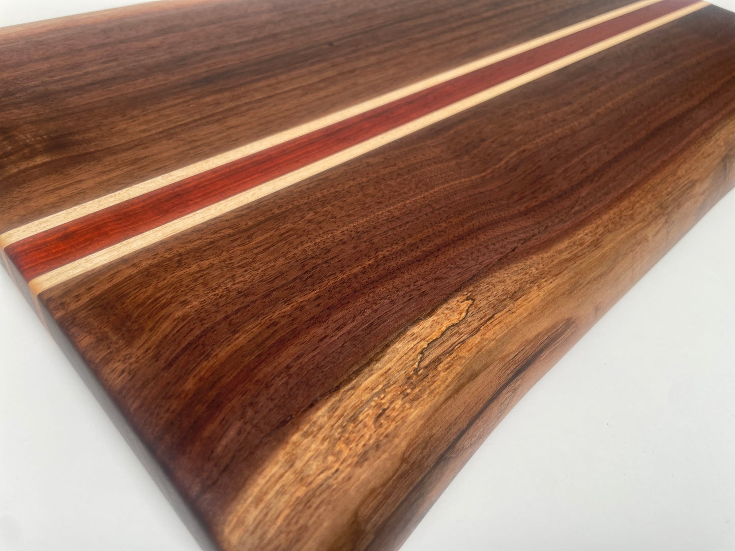 24S001 - SIGNATURE Dual Live Edge/Mixed Walnut w/Maple & Padauk Blended Board
