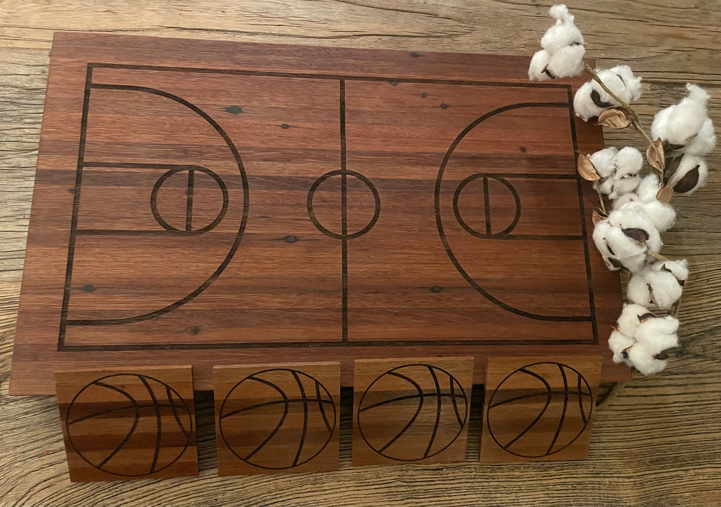 25M015 - Engraved Mixed Joined Mahogany Board - Reclaimed YMCA