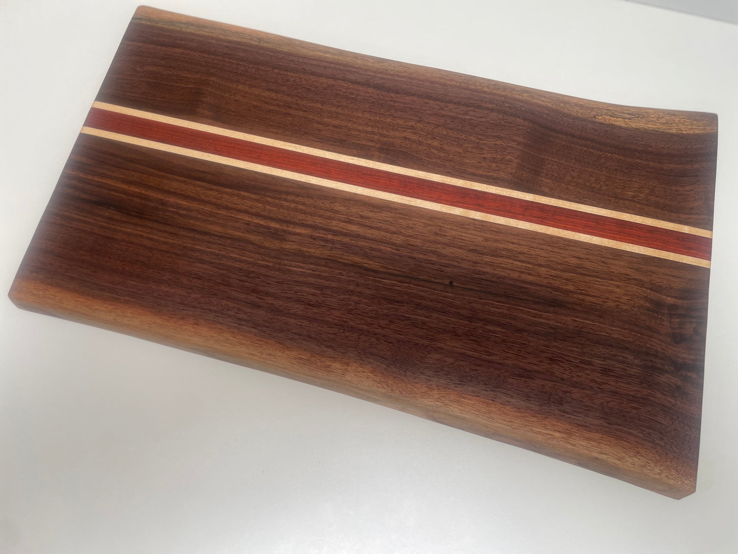 24S001 - SIGNATURE Dual Live Edge/Mixed Walnut w/Maple & Padauk Blended Board