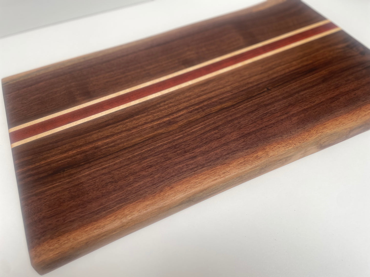24S001 - SIGNATURE Dual Live Edge/Mixed Walnut w/Maple & Padauk Blended Board