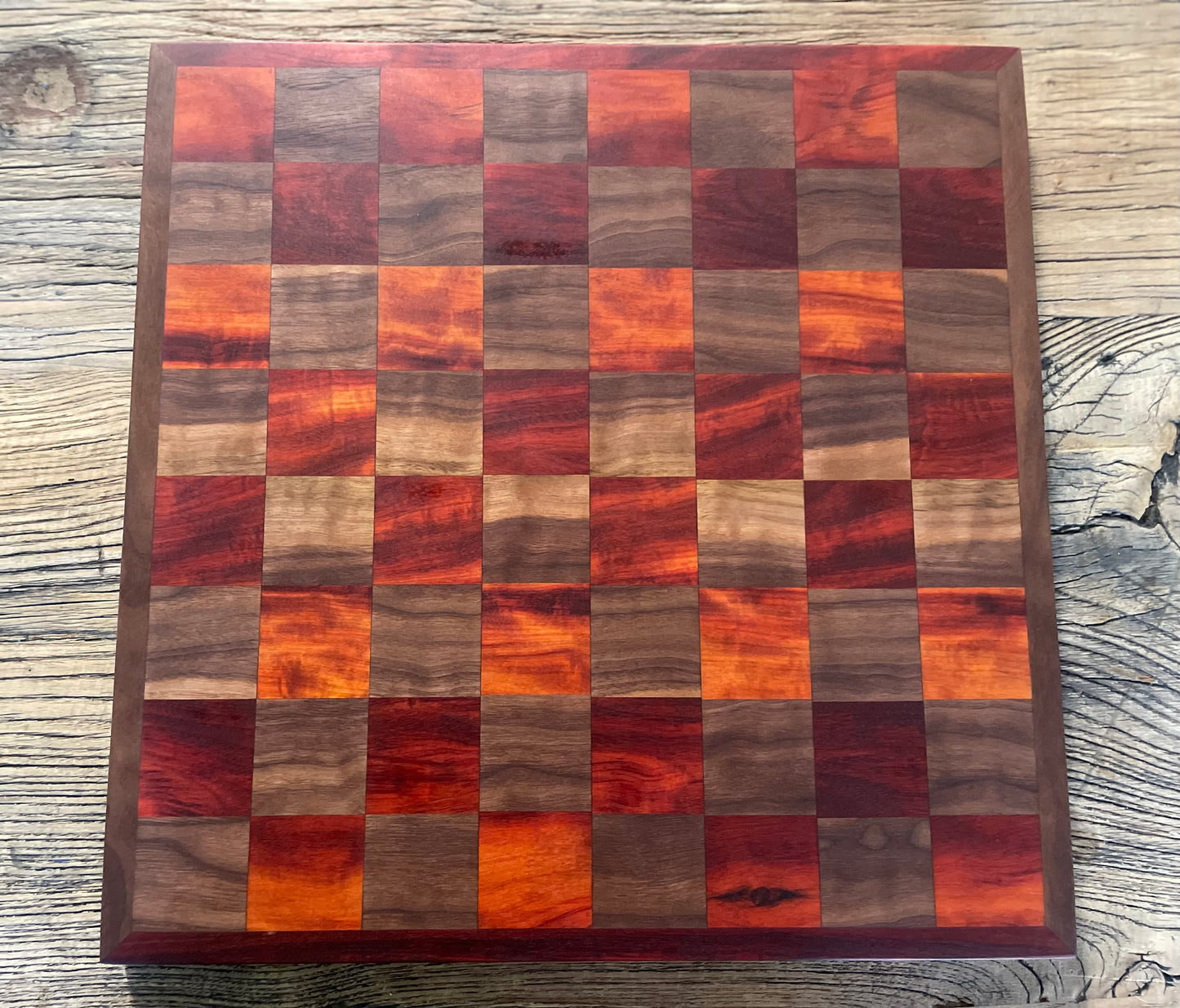 25S005 - Mixed Walnut & Orangeheart Checker Chess Board