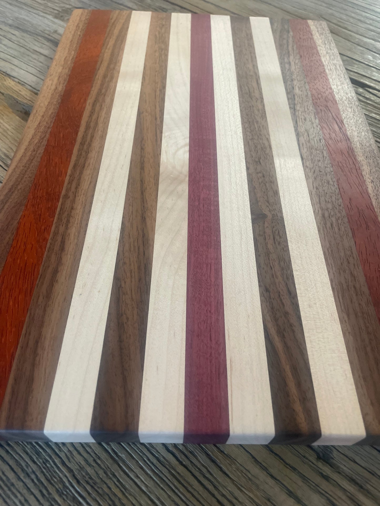 24M022 - Mixed Black Walnut, Padauk, Maple & Purpleheart Board