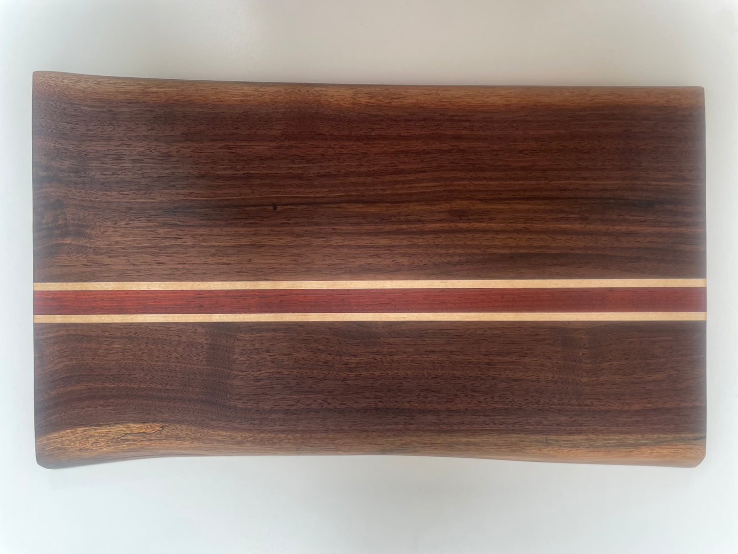 24S001 - SIGNATURE Dual Live Edge/Mixed Walnut w/Maple & Padauk Blended Board