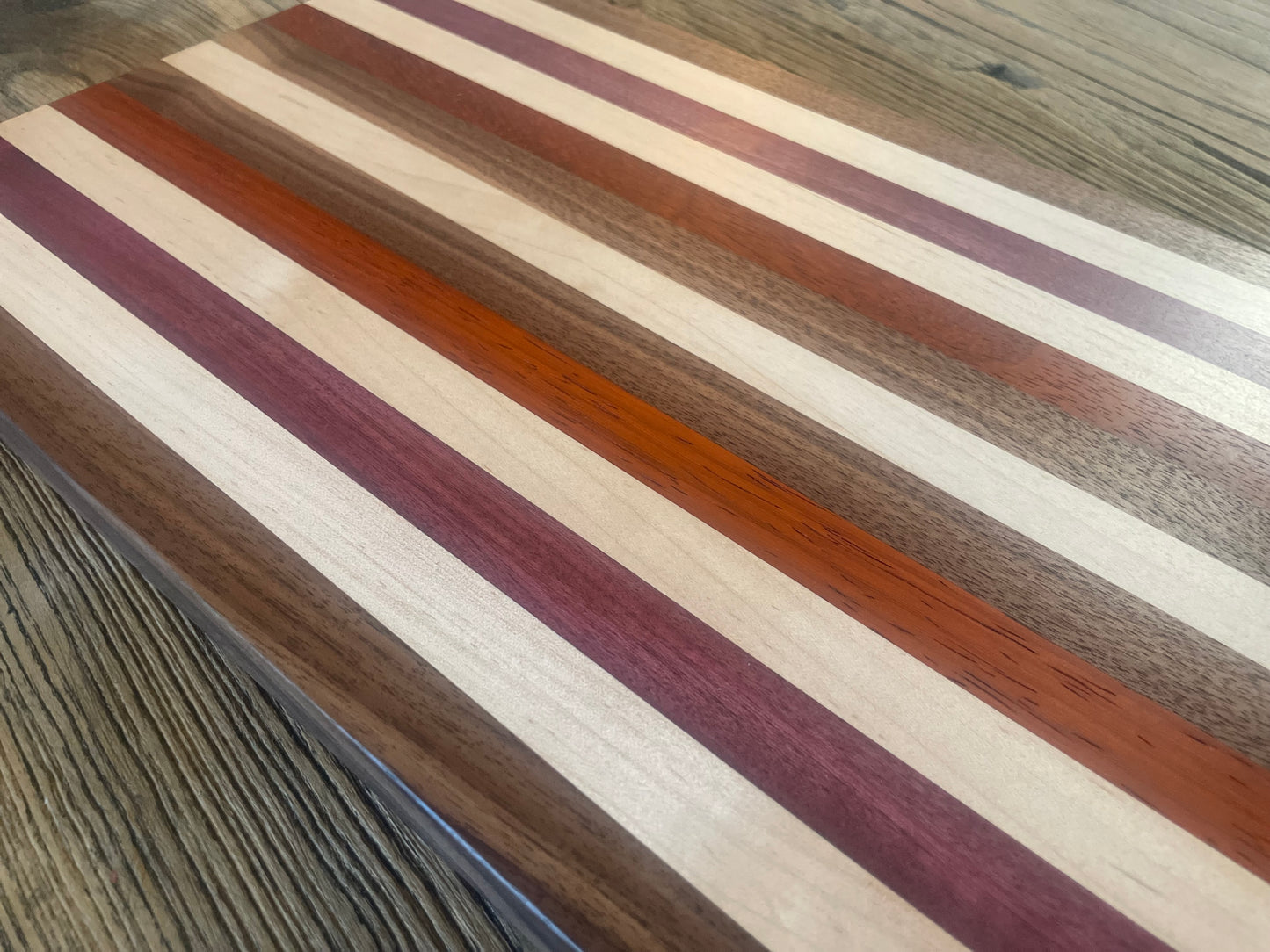 24M023 - Mixed Black Walnut, Maple, Purpleheart & Padauk Board