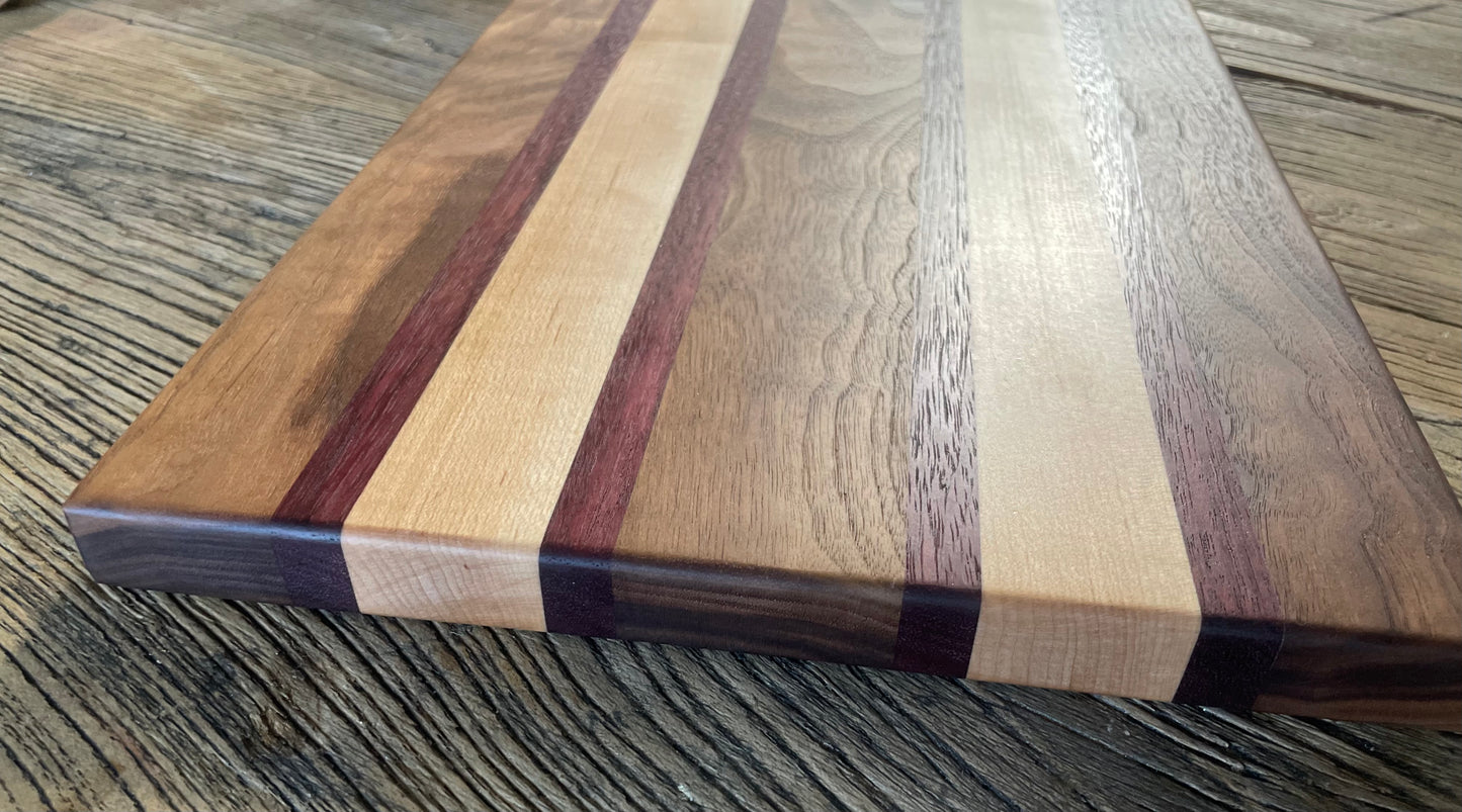 25M003 - Mixed Black Walnut, Maple & Purpleheart Board