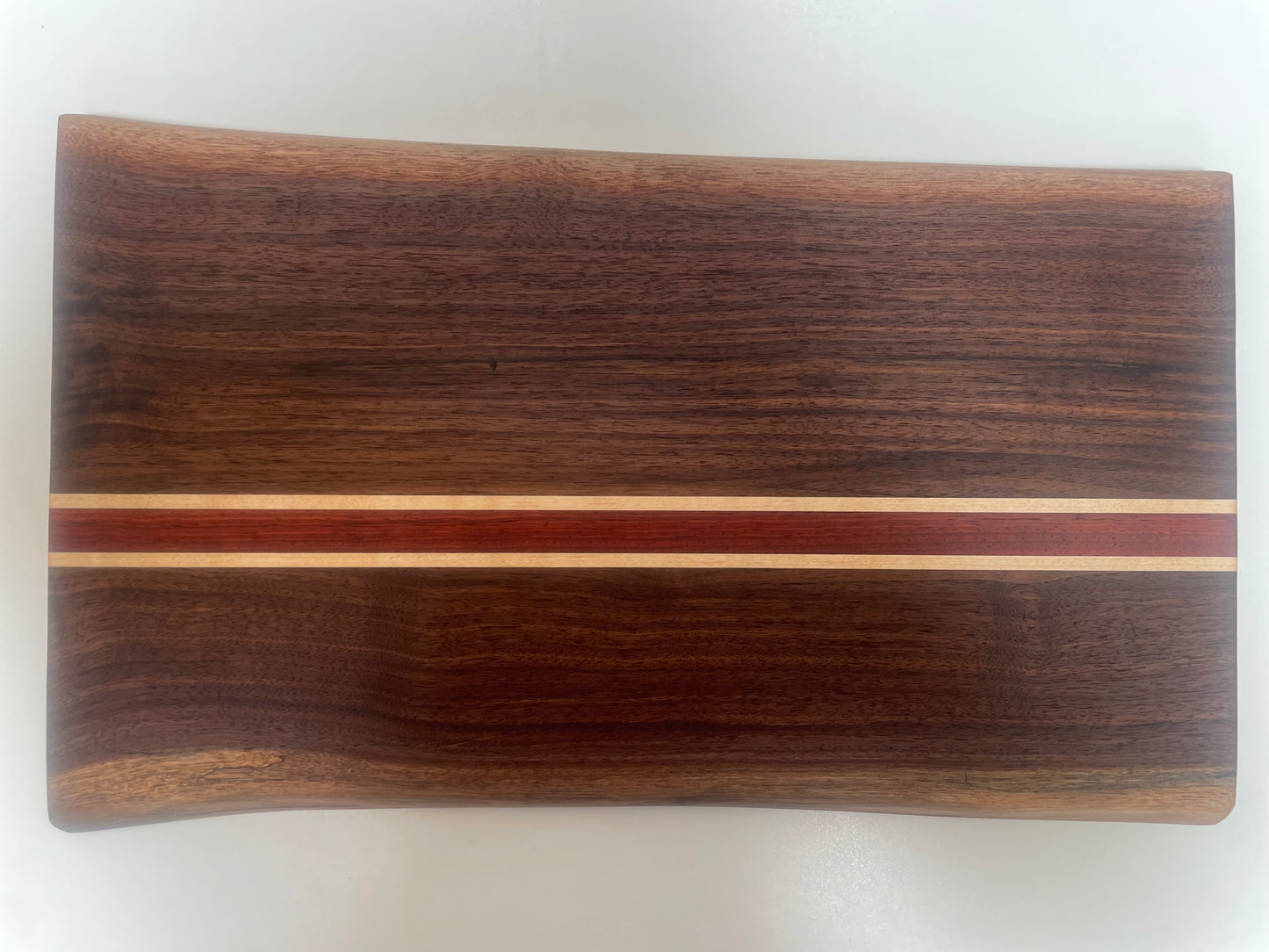 24S001 - SIGNATURE Dual Live Edge/Mixed Walnut w/Maple & Padauk Blended Board