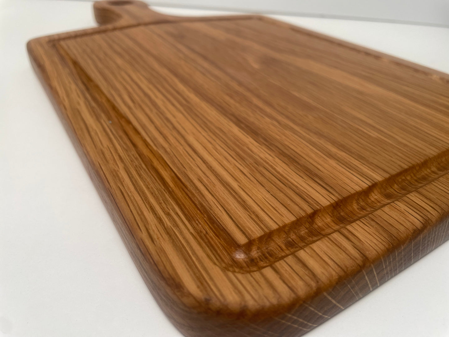 24H004 - Large Solid White Oak Handle Board w/Juice Groove