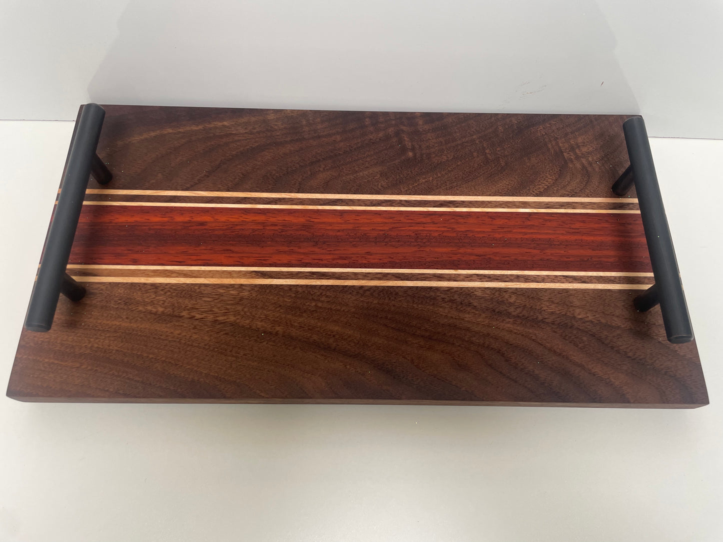 Mixed Walnut, Maple & Padauk Joined Board with Handles (23ML01)