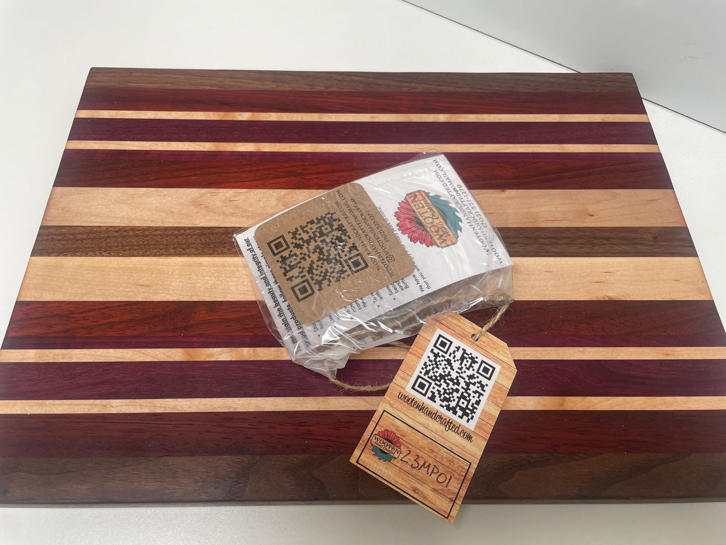 Mixed Walnut, Maple, Purple Heart & Padauk Joined Board (23MP01)