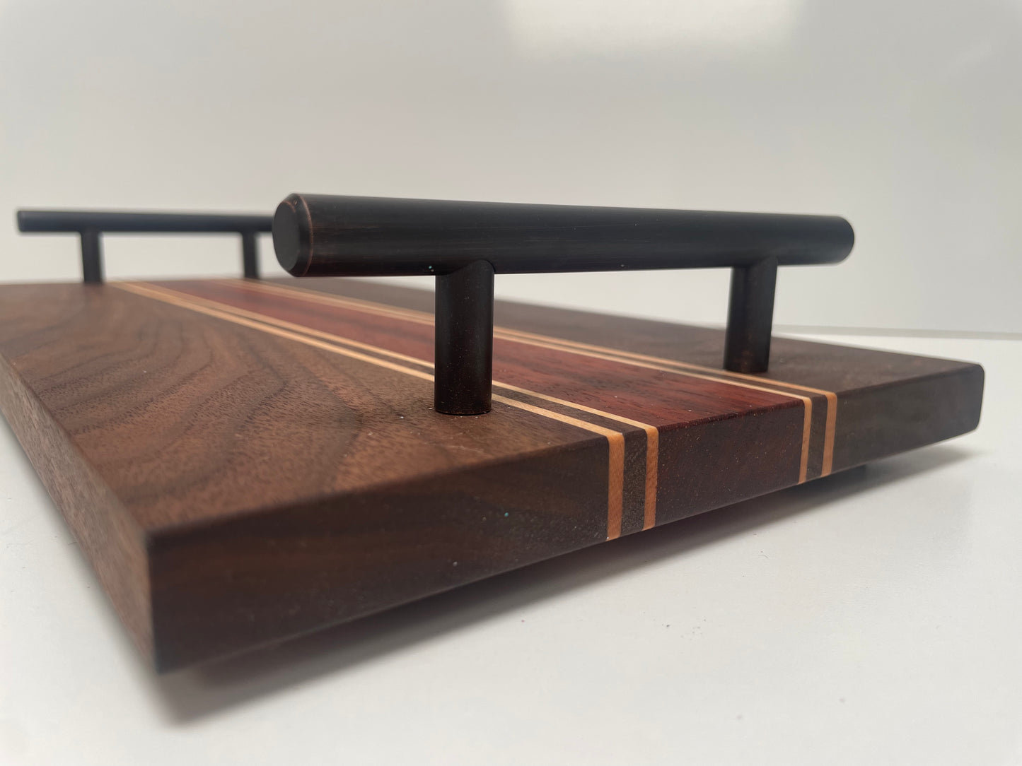 Mixed Walnut, Maple & Padauk Joined Board with Handles (23ML01)