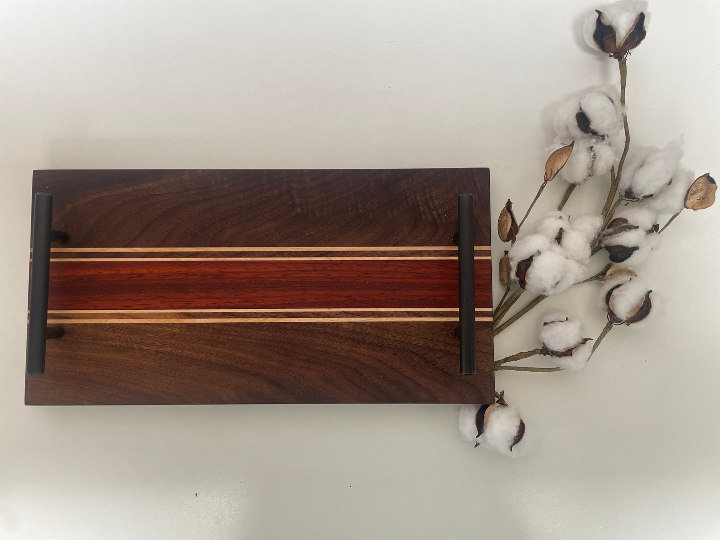 Mixed Walnut, Maple & Padauk Joined Board with Handles (23ML01)