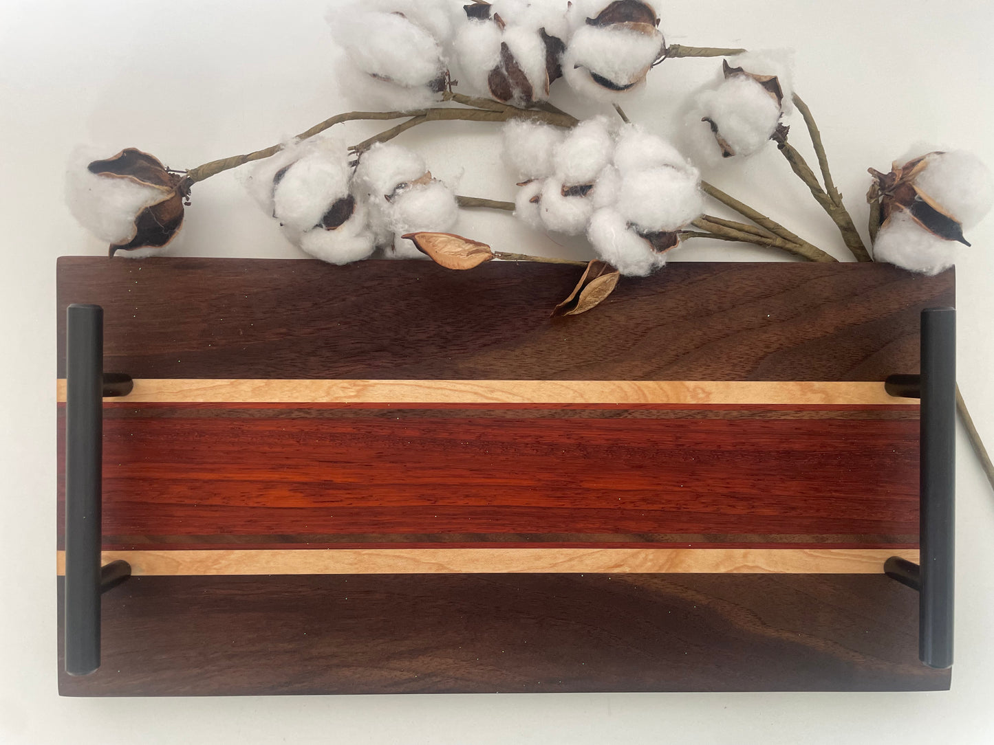 Mixed Walnut, Maple & Padauk Joined Board with Handles (23MN01)