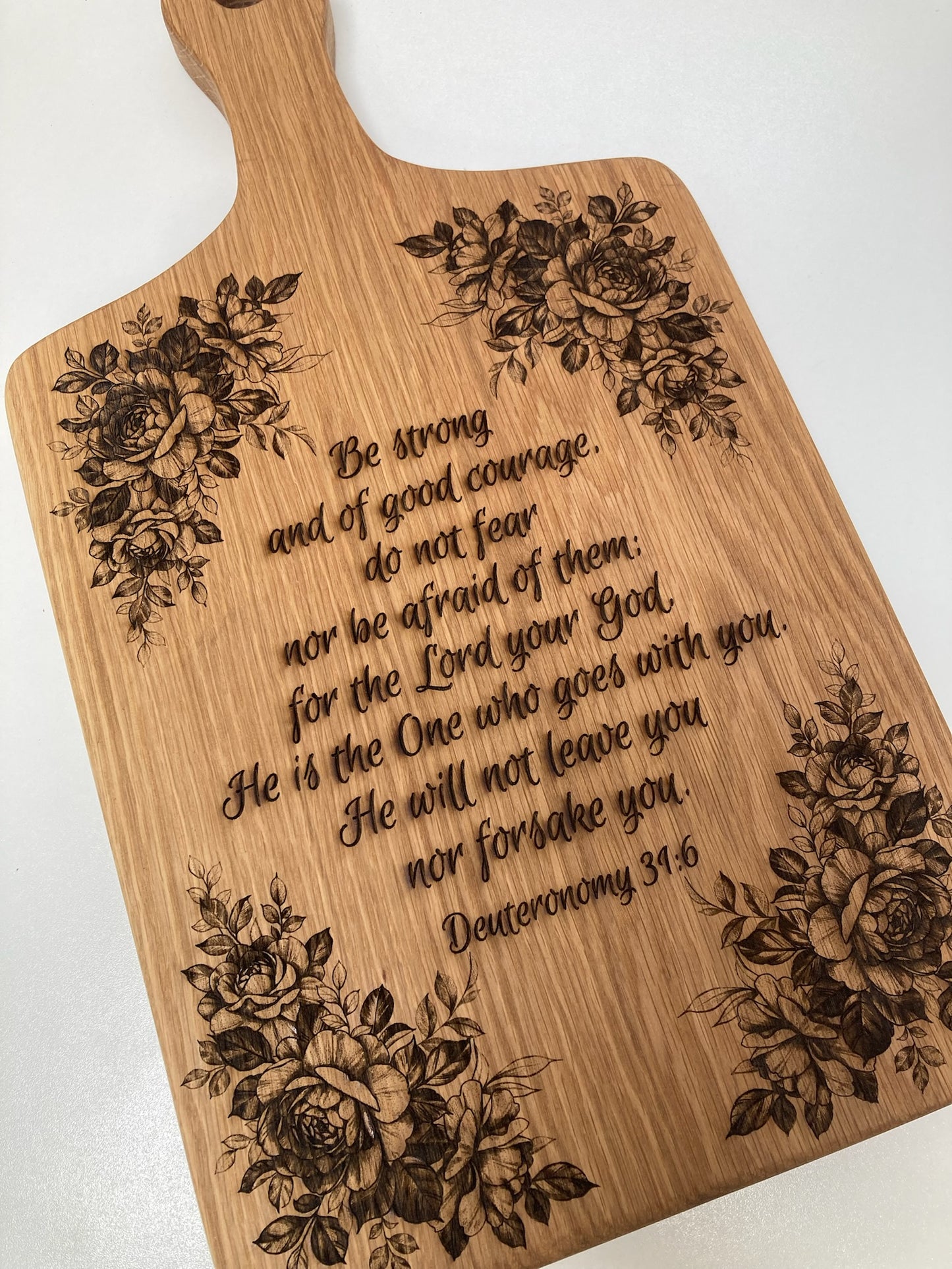 Large Engraved Solid Cherry Board with Handle (23SI01)