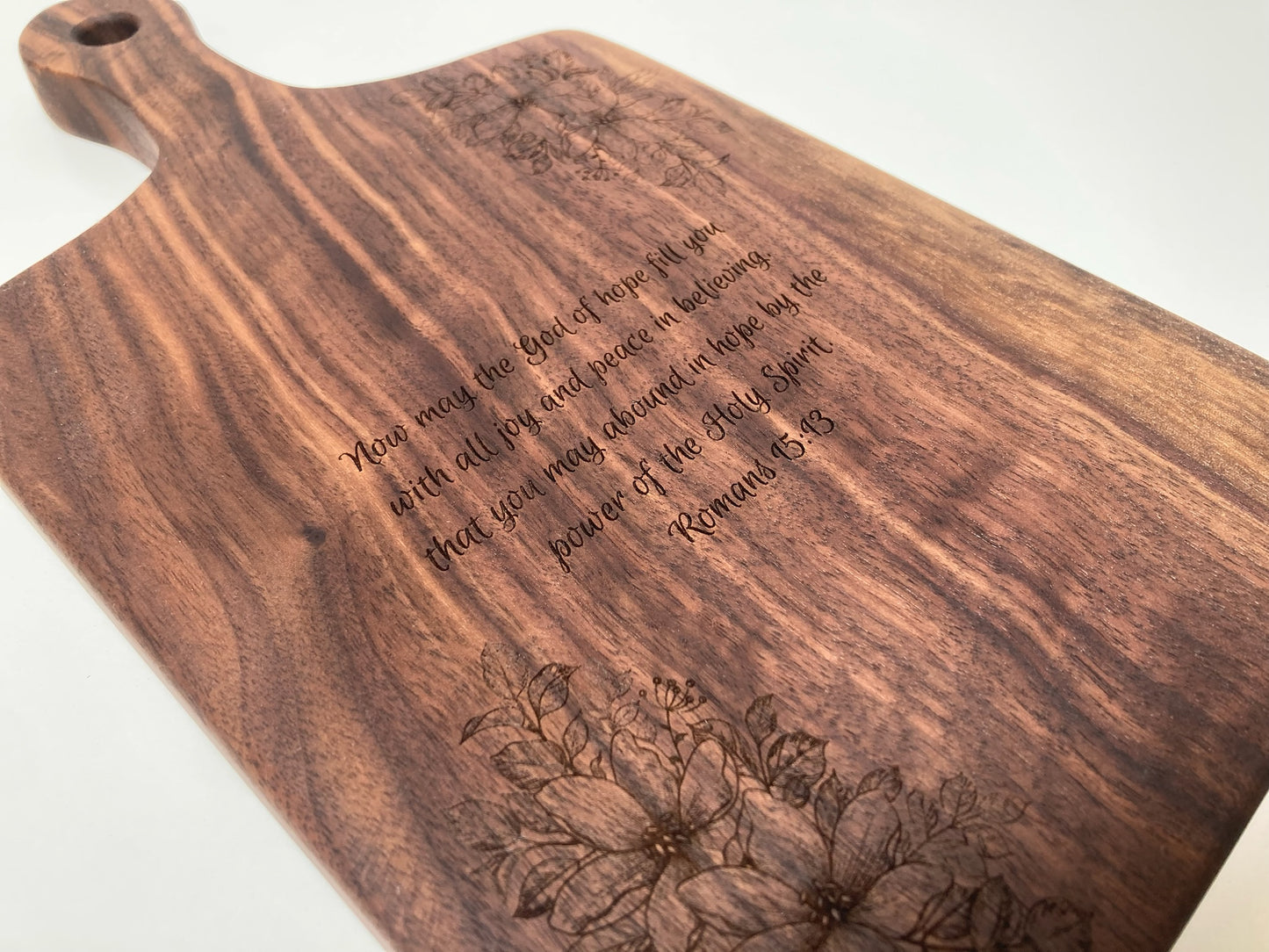Small Engraved Solid Walnut Board with Handle (23SE01)