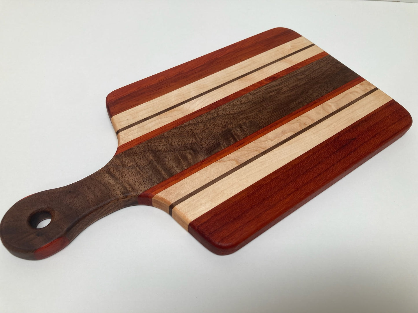 Small Mixed Walnut, Padauk & Maple Board with Handle