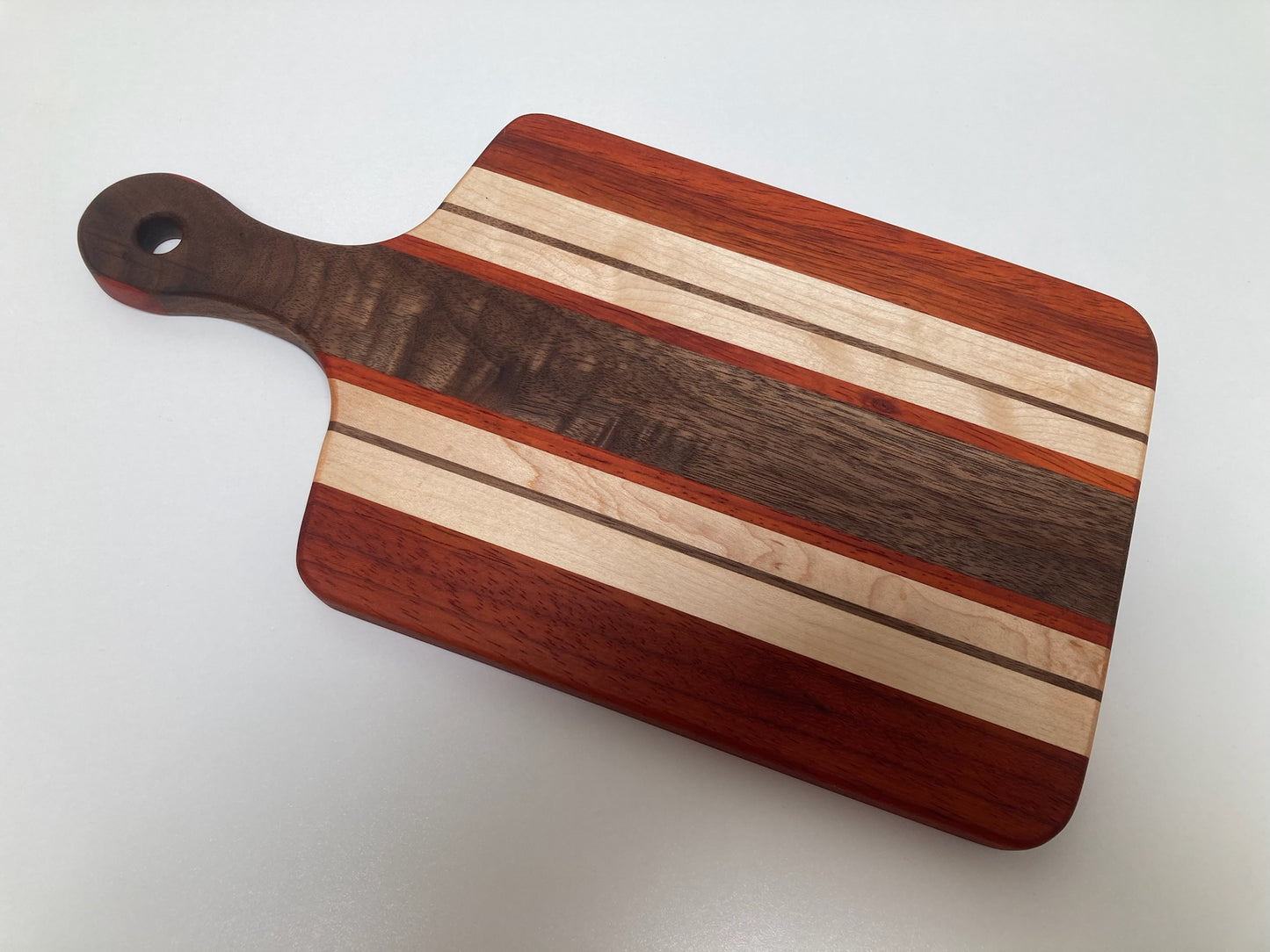 Small Mixed Walnut, Padauk & Maple Board with Handle