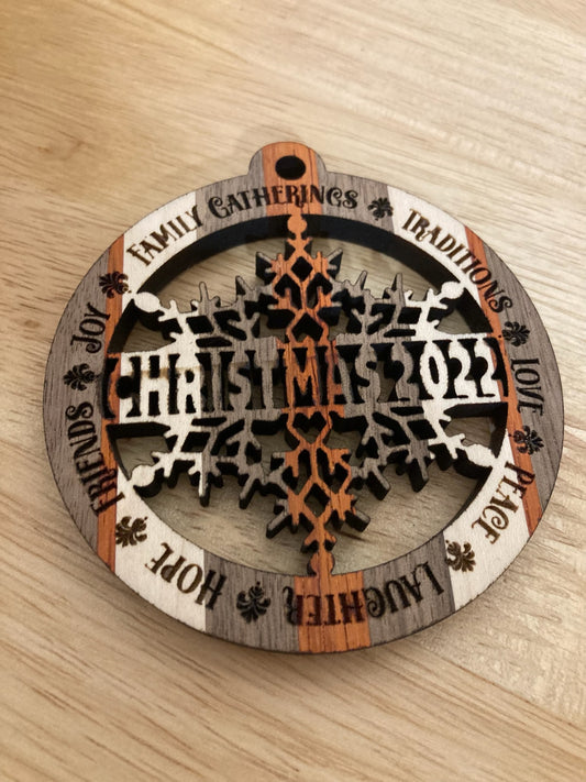 Christmas 2022 Mixed Wood Ornament Collection