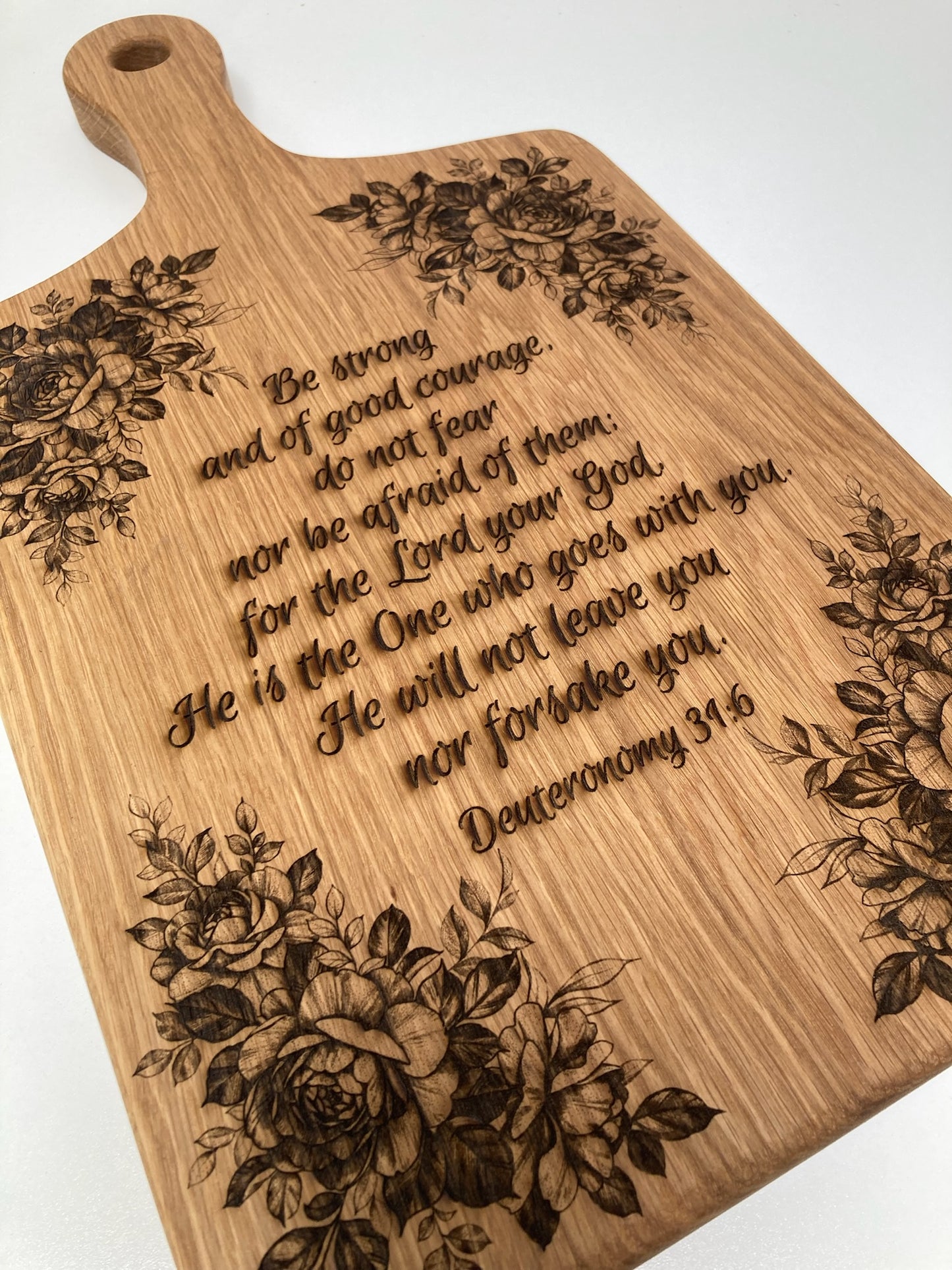Large Engraved Solid Cherry Board with Handle (23SI01)