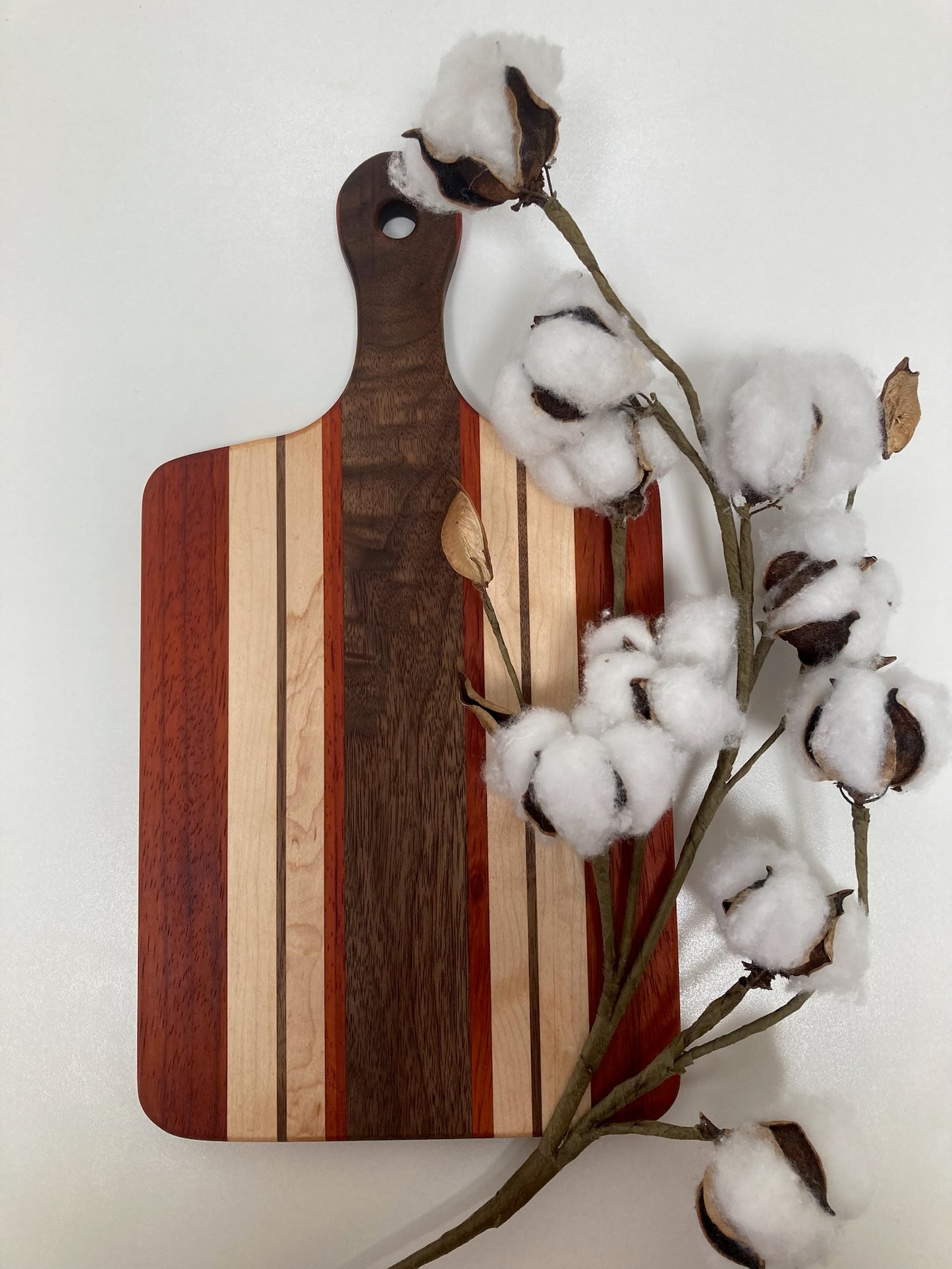 Small Mixed Walnut, Padauk & Maple Board with Handle