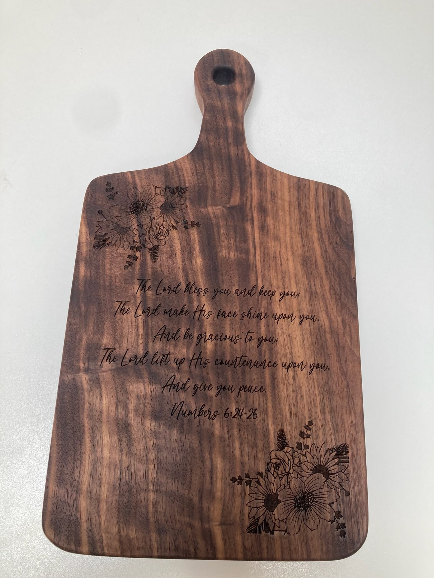 Small Engraved Solid Walnut Board with Handle (23SF01)