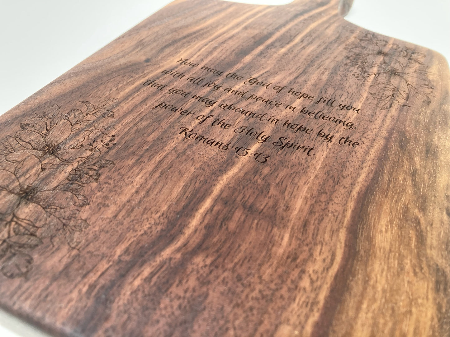 Small Engraved Solid Walnut Board with Handle (23SE01)