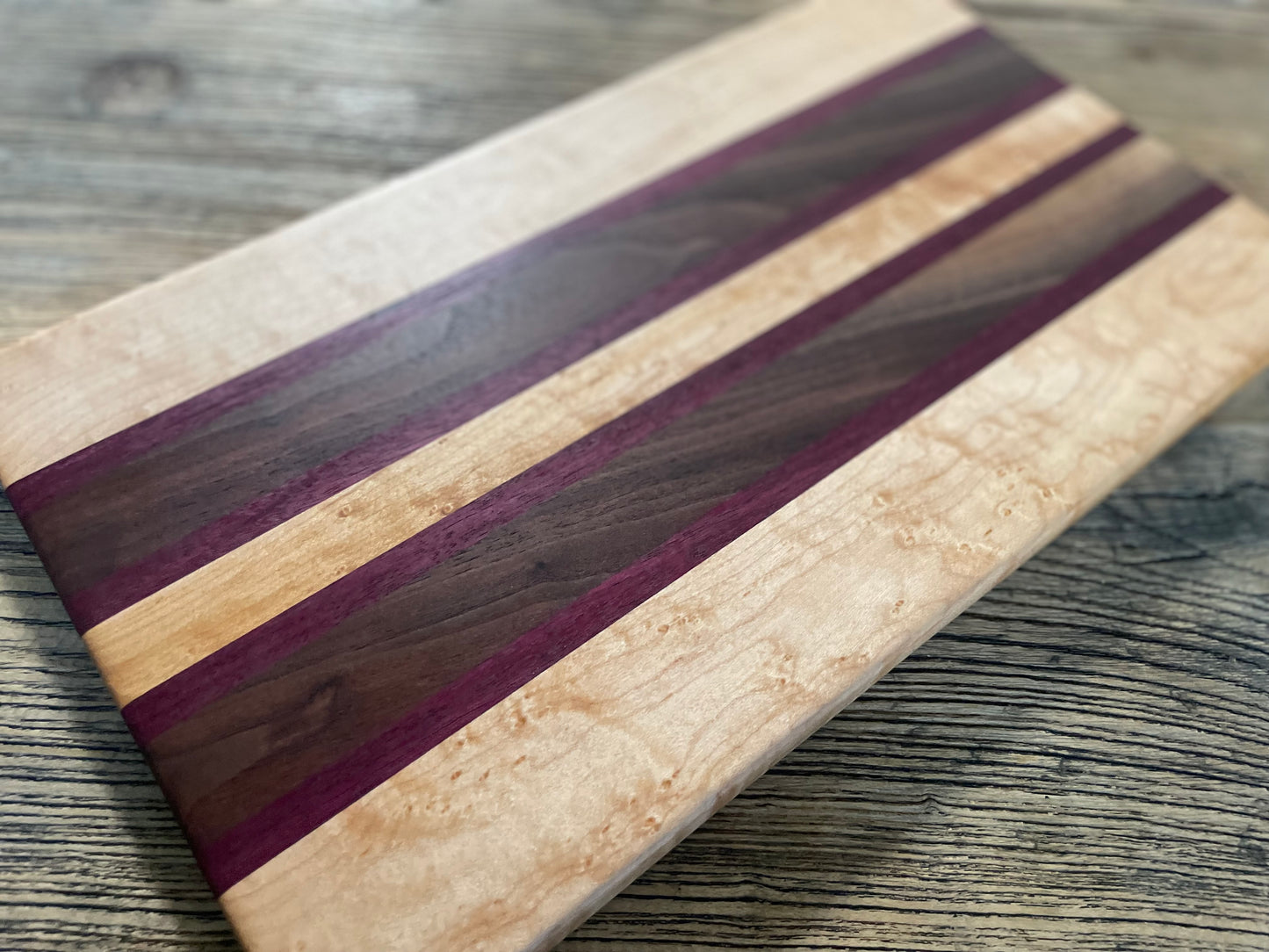 25M026 - Mixed Maple, Purpleheart & Walnut Board