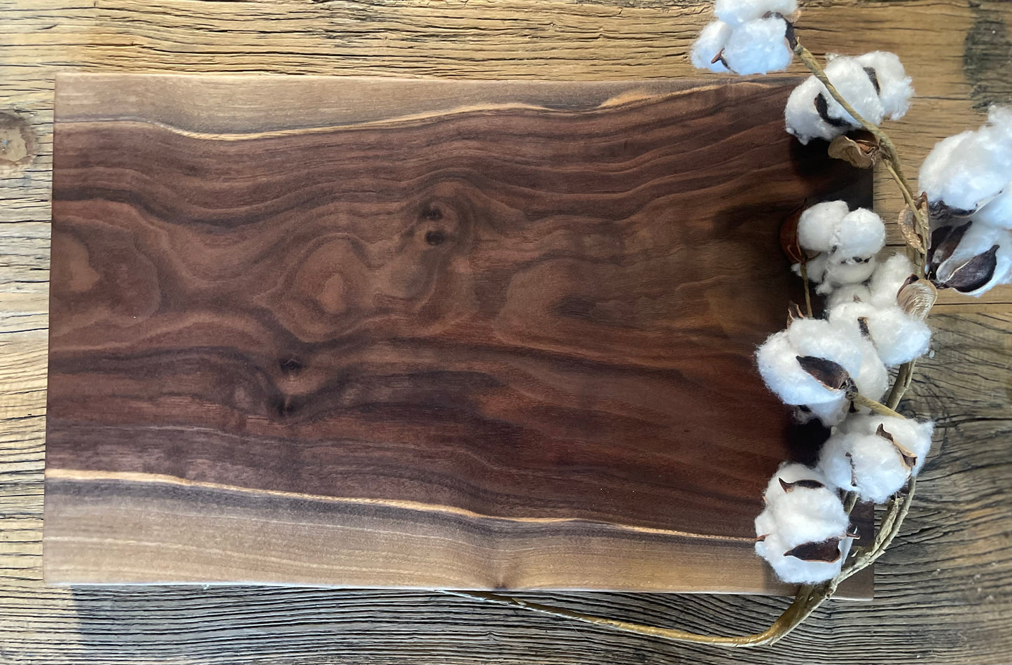 25L029 - Dual Live Edge Smooth Rectangular Shaped Walnut Board