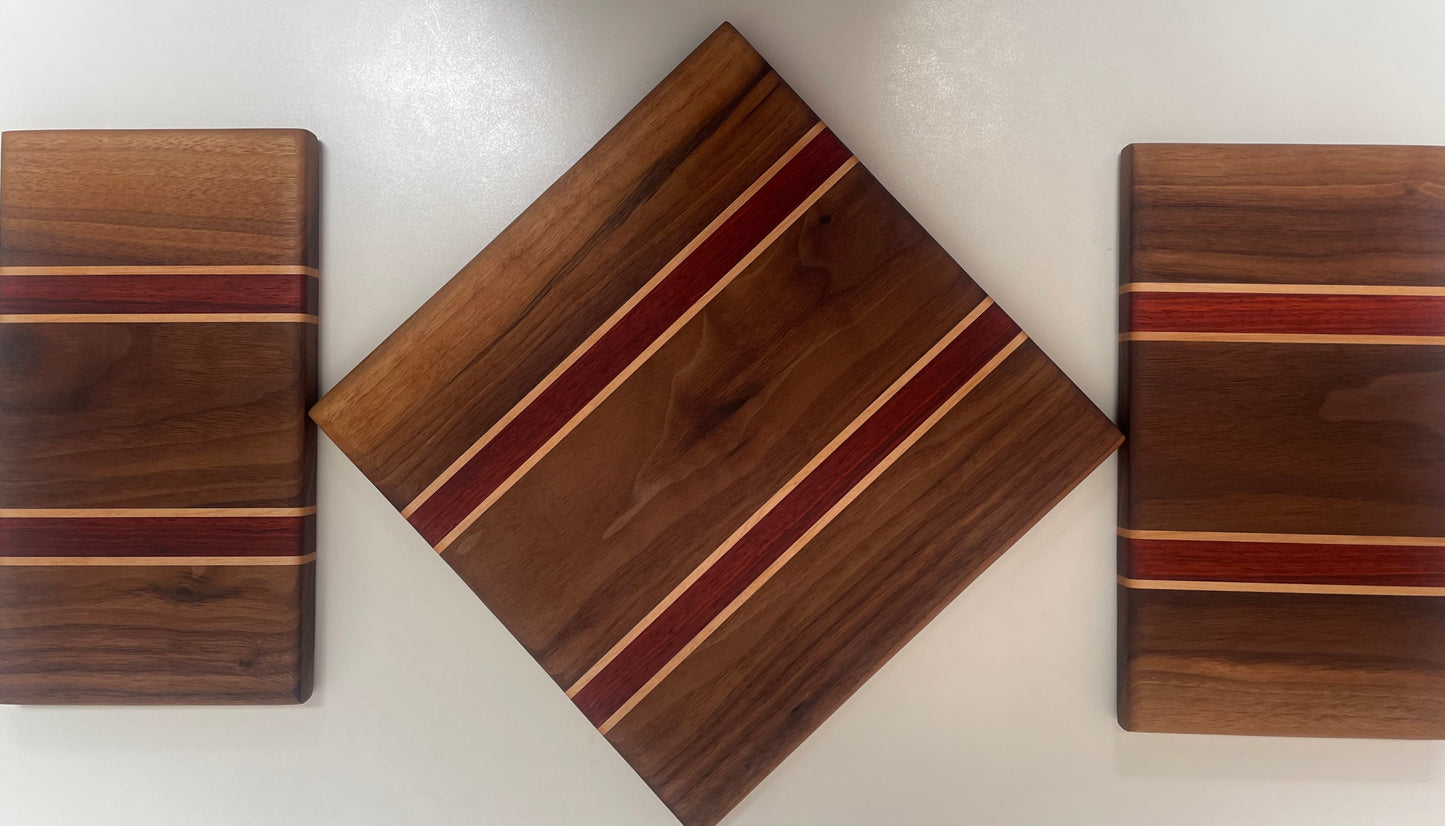 23MZ01 - 3 Piece Set - Mixed Walnut w/Maple & Padauk Stripes