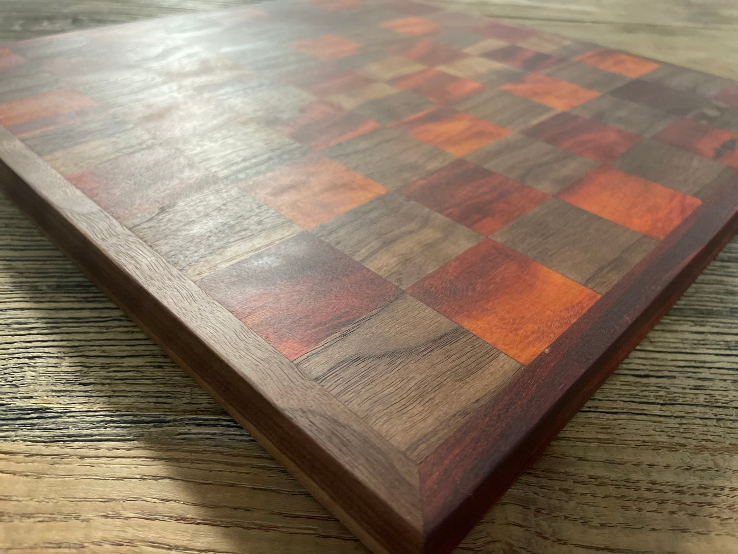 25S005 - Mixed Walnut & Orangeheart Checker Chess Board