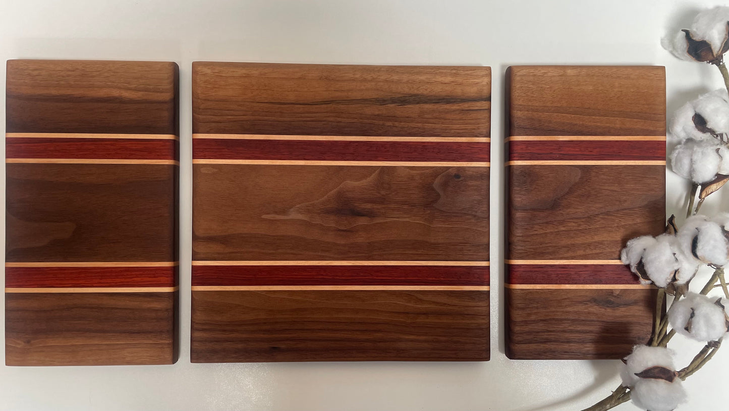 23MZ01 - 3 Piece Set - Mixed Walnut w/Maple & Padauk Stripes