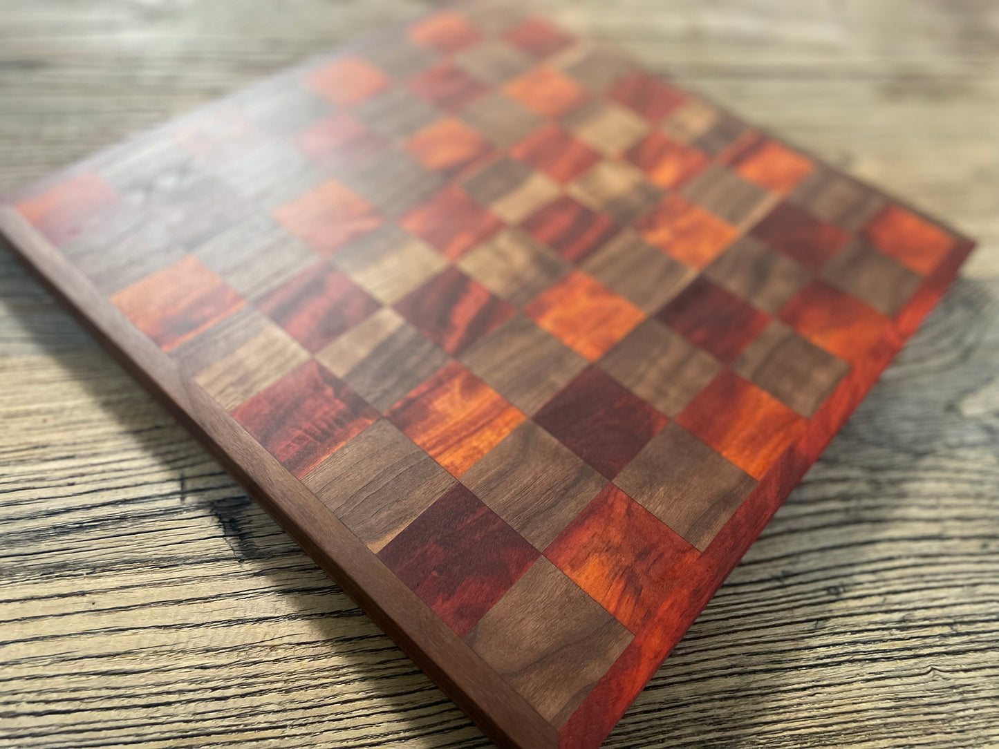 25S005 - Mixed Walnut & Orangeheart Checker Chess Board