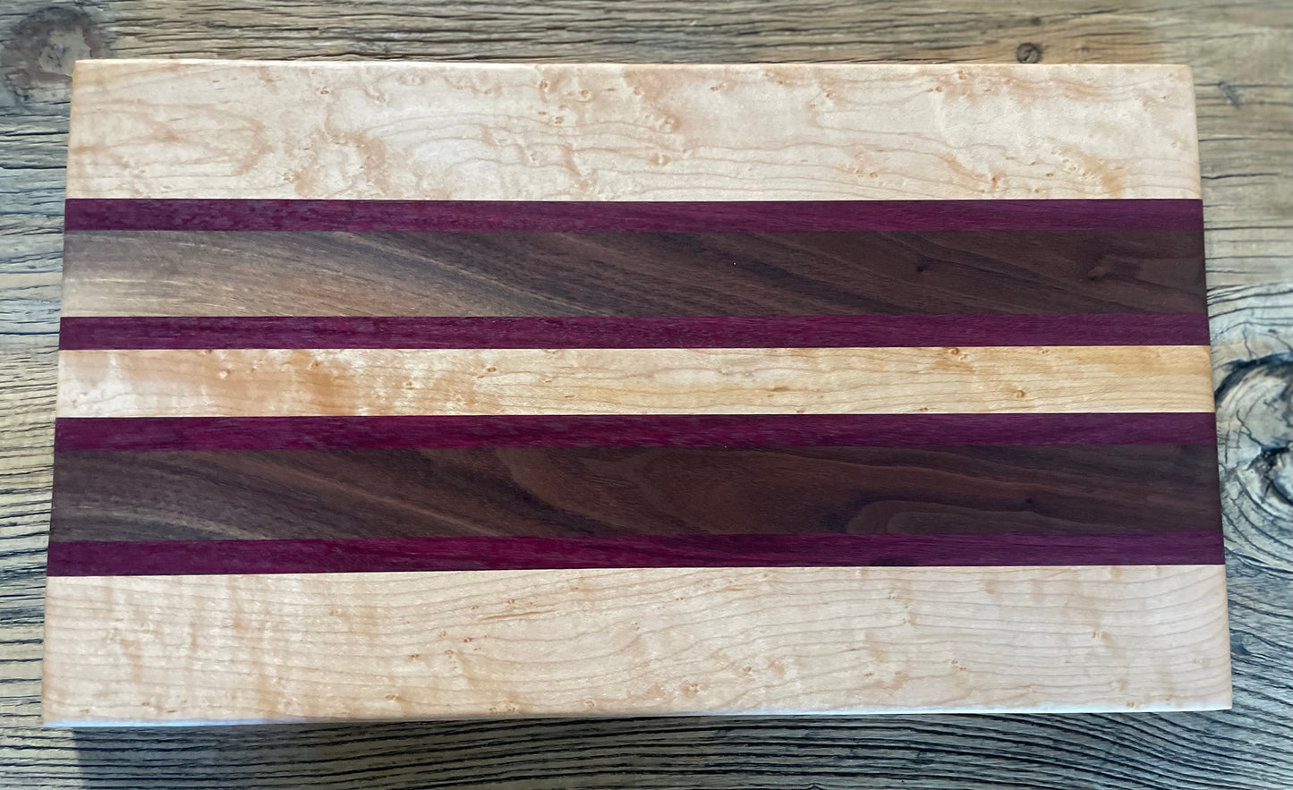 25M026 - Mixed Maple, Purpleheart & Walnut Board
