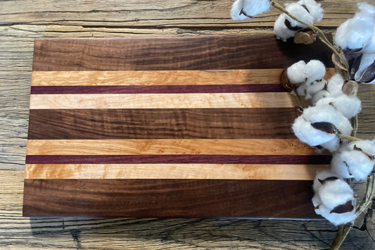 25M023 - Mixed Walnut, Purpleheart & Maple Board