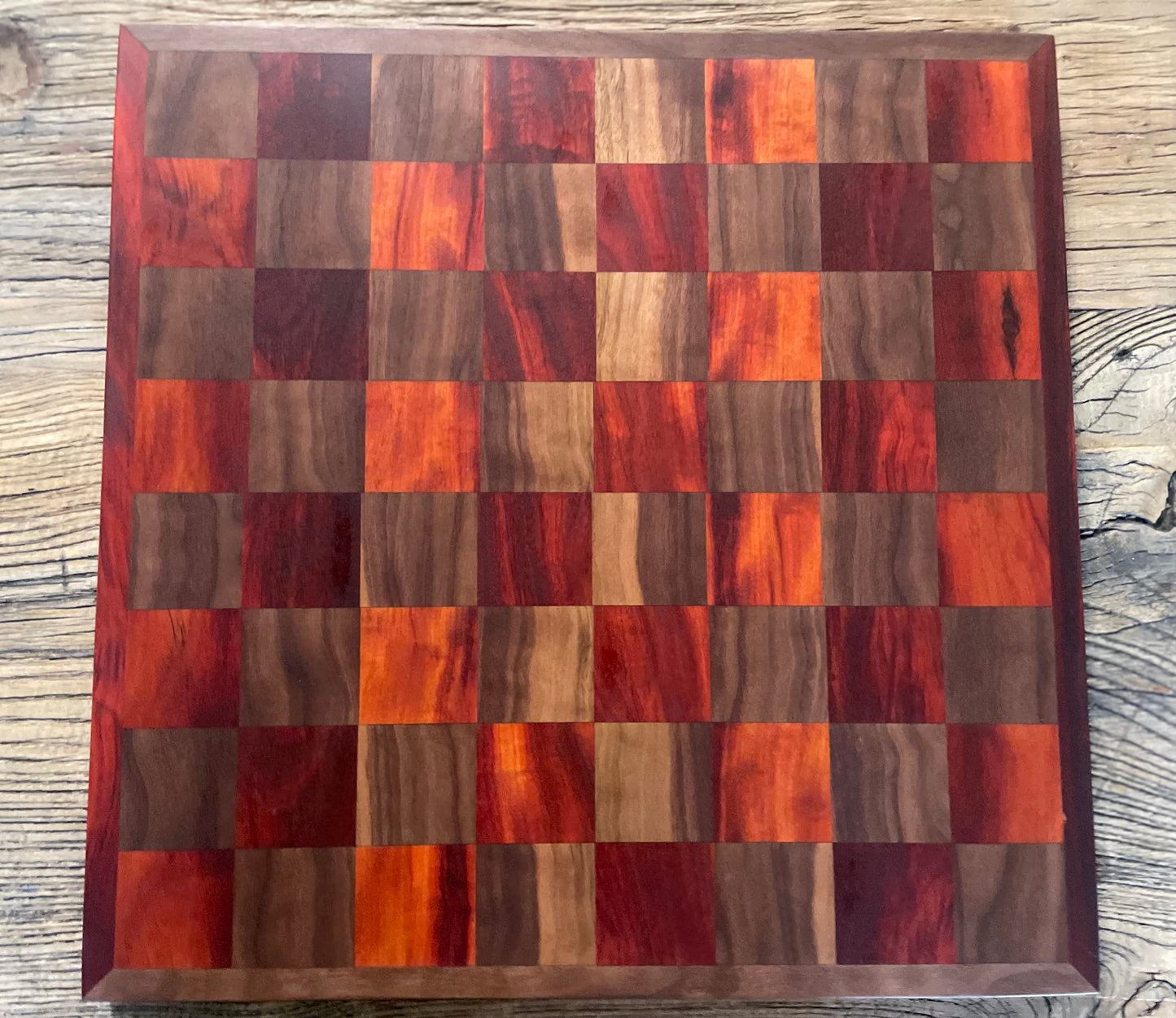 25S005 - Mixed Walnut & Orangeheart Checker Chess Board