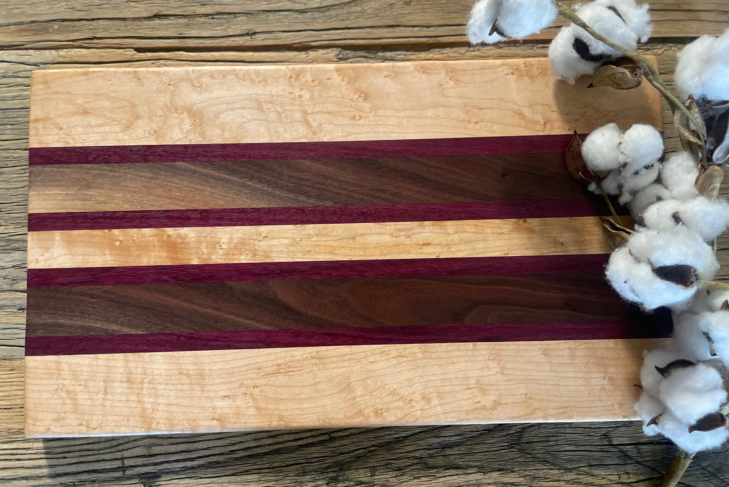 25M026 - Mixed Maple, Purpleheart & Walnut Board