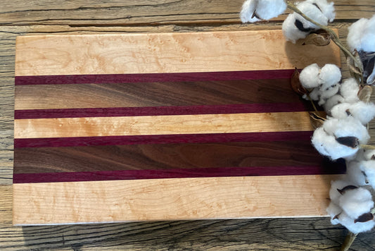 25M026 - Mixed Maple, Purpleheart & Walnut Board