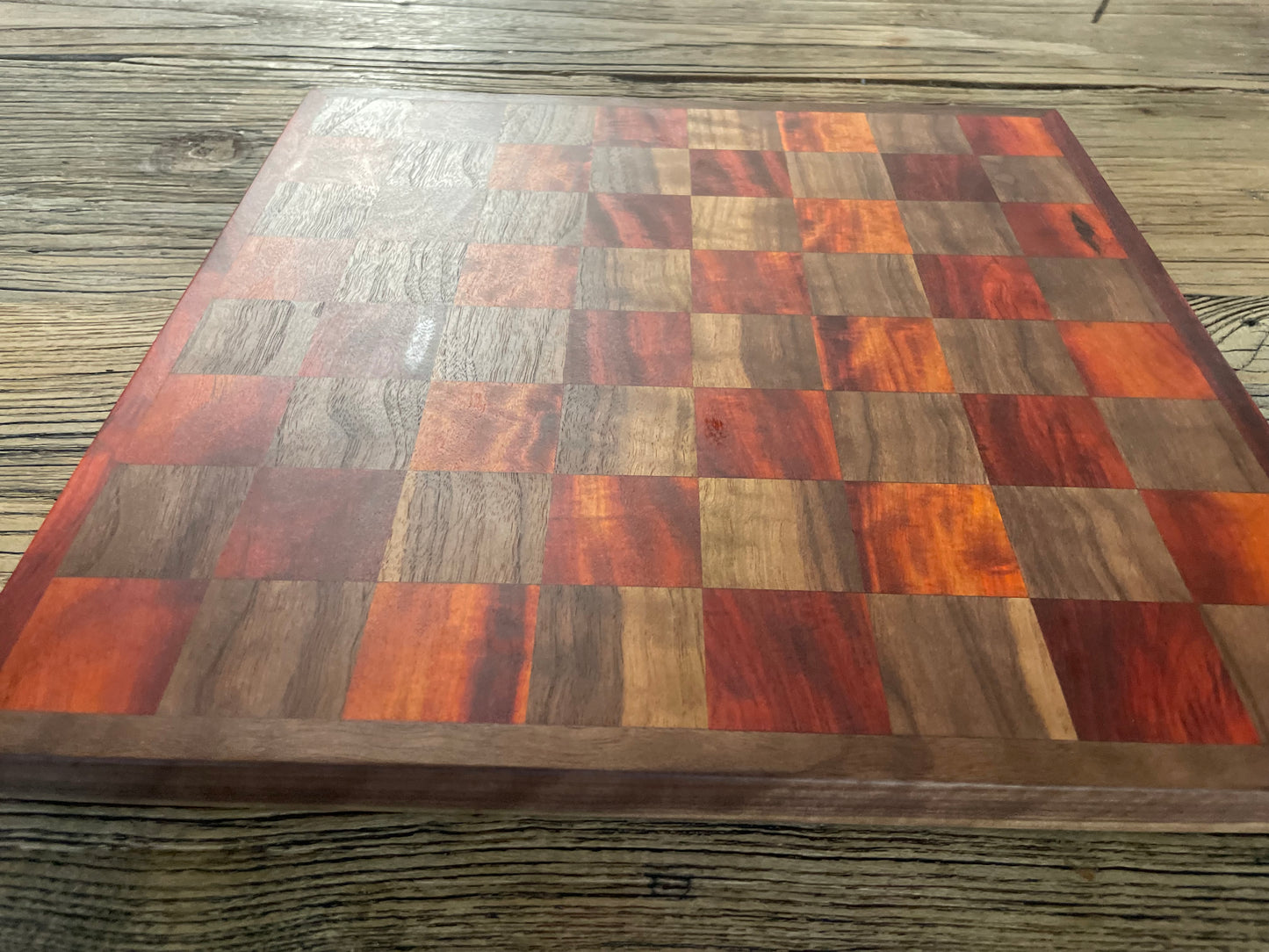 25S005 - Mixed Walnut & Orangeheart Checker Chess Board