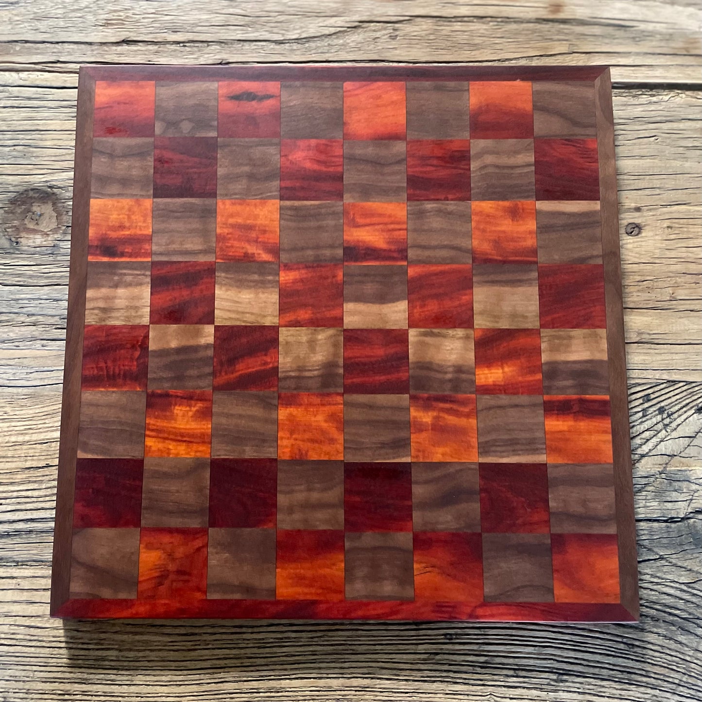 25S005 - Mixed Walnut & Orangeheart Checker Chess Board