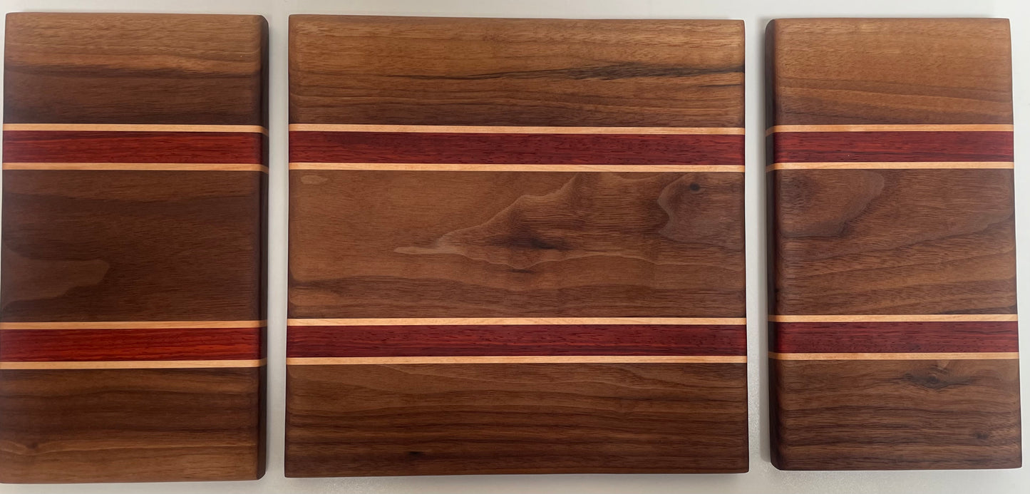 23MZ01 - 3 Piece Set - Mixed Walnut w/Maple & Padauk Stripes