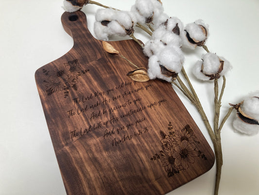 Small Engraved Solid Walnut Board with Handle (23SF01)