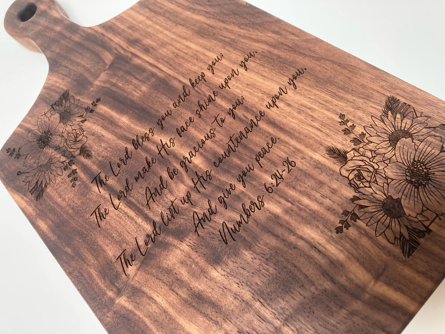 Small Engraved Solid Walnut Board with Handle (23SF01)