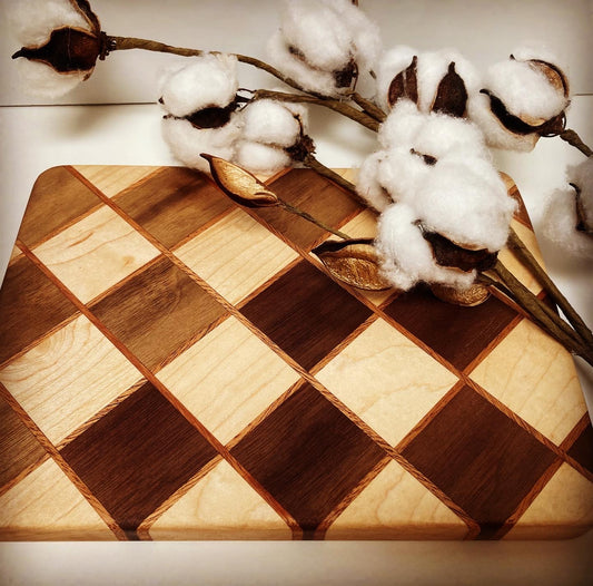 Maple, Sapele & Walnut Checkerboard Style Small Board