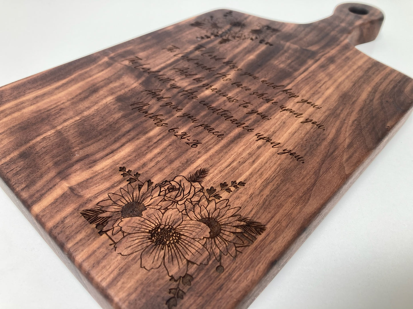 Small Engraved Solid Walnut Board with Handle (23SF01)