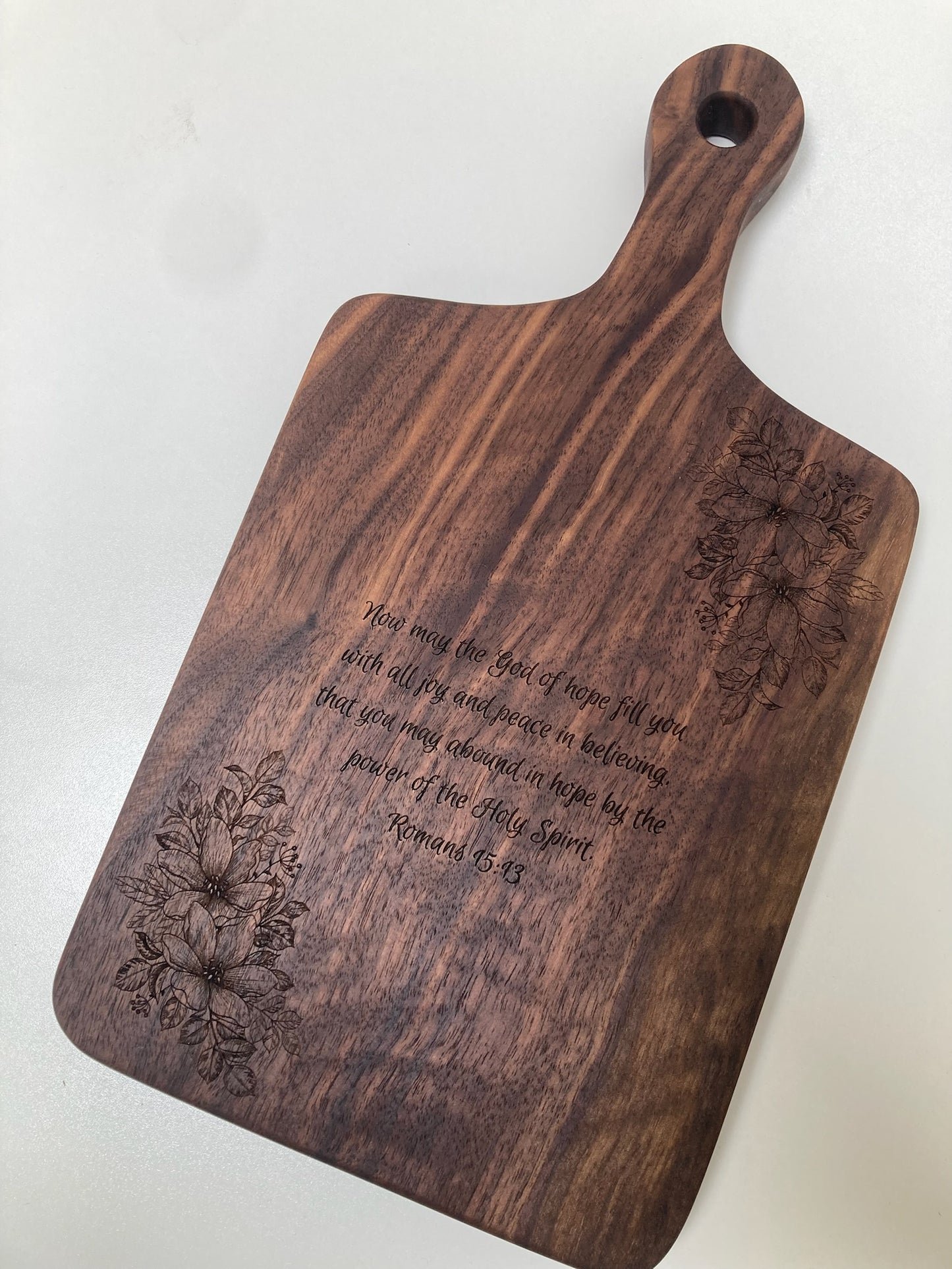 Small Engraved Solid Walnut Board with Handle (23SE01)