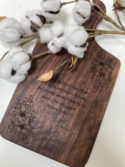 Small Engraved Solid Walnut Board with Handle (23SE01)